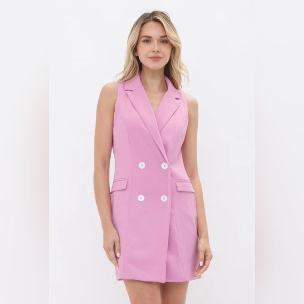 Fore pink button up dress